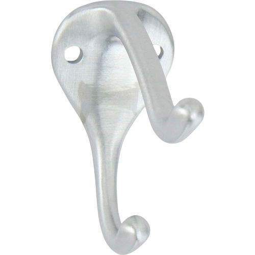 Rockwood Medium Coat Hook, Clear Anodized Aluminum Pkg Qty 5