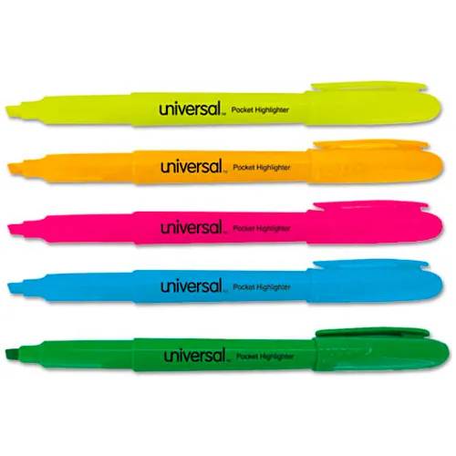 Basics Chisel Tip Fluorescent Ink Highlighters Assorted Colors -12  Pack