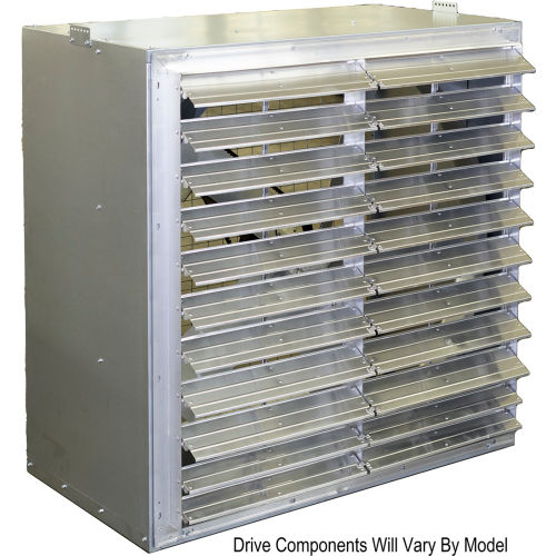 Hessaire Cabinet Exhaust Fan w/ Shutter, 36" Prop, 1HP, 12010 CFM, 3 Phase, Belt Drive