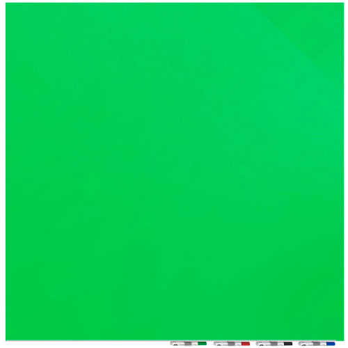 Ghent Aria Glass White Board - Magnetic - 4'W x 6'H - 1/4" Thick Tempered Glass - Green
