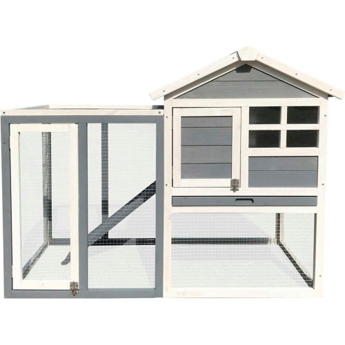 Hanover Outdoor Wooden Elevated Rabbit Hutch with Ramp, Wire Mesh Run and Waterproof Roof