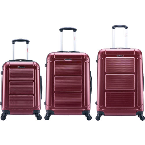 InUSA Pilot Lightweight Hardside Spinner 3-Piece Luggage Set 20"/24"/28" - Wine
