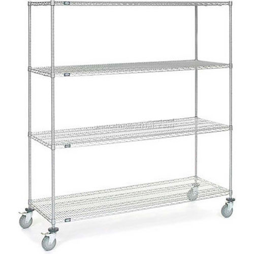 Wire Shelf Truck, ESD, 21"W, x 72"L, x 60"H, Polyurethane, 4 Swivel, 2 Brake Casters