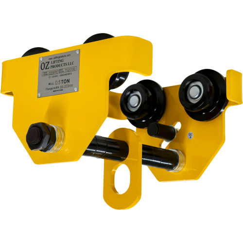 OZ Lifting Push Beam Trolley, 1/2 Ton Capacity