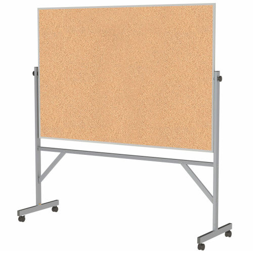 Ghent Reversible Bulletin Board Natural Cork Aluminum Frame 78" x 77"